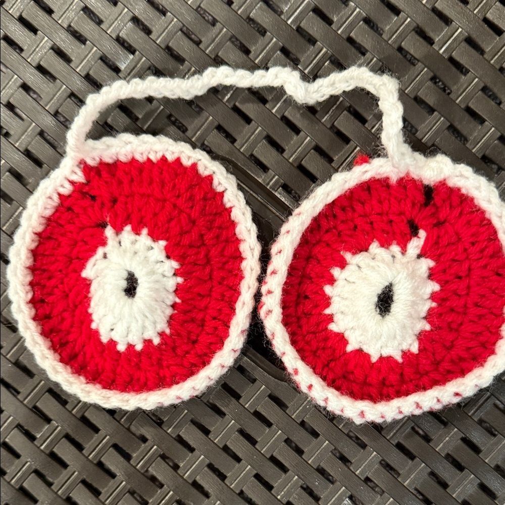 Handmade Red and White Crochet Coasters
